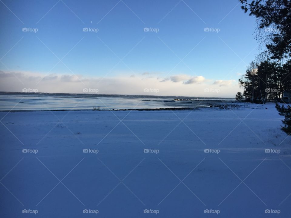 Winter in Vita Sand at Kalmarsund Sweden 