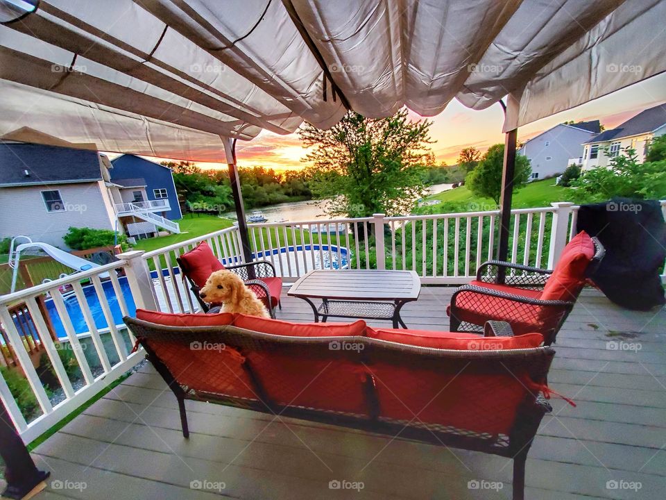 pergola overlooks lake