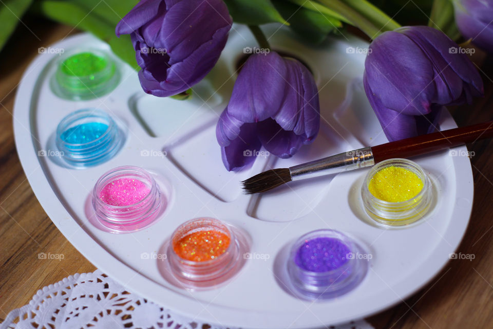 easter tulips palette