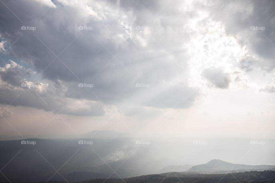 Ray of light over mountain 