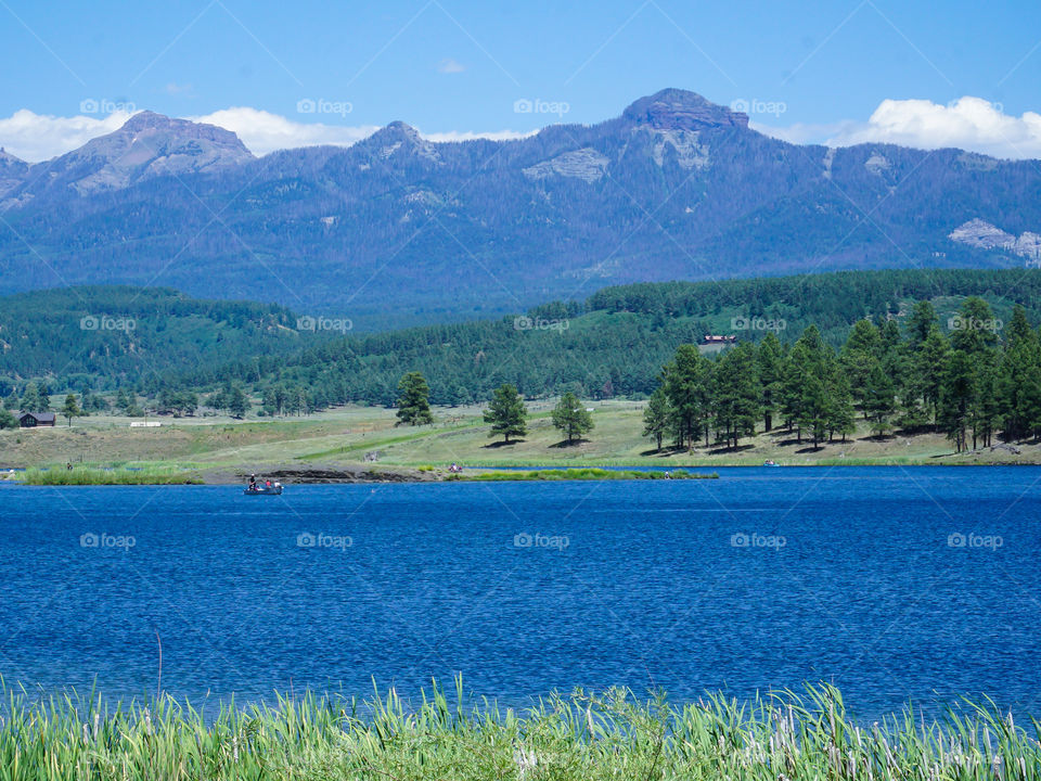 Blue Lake with Mountain backdrop