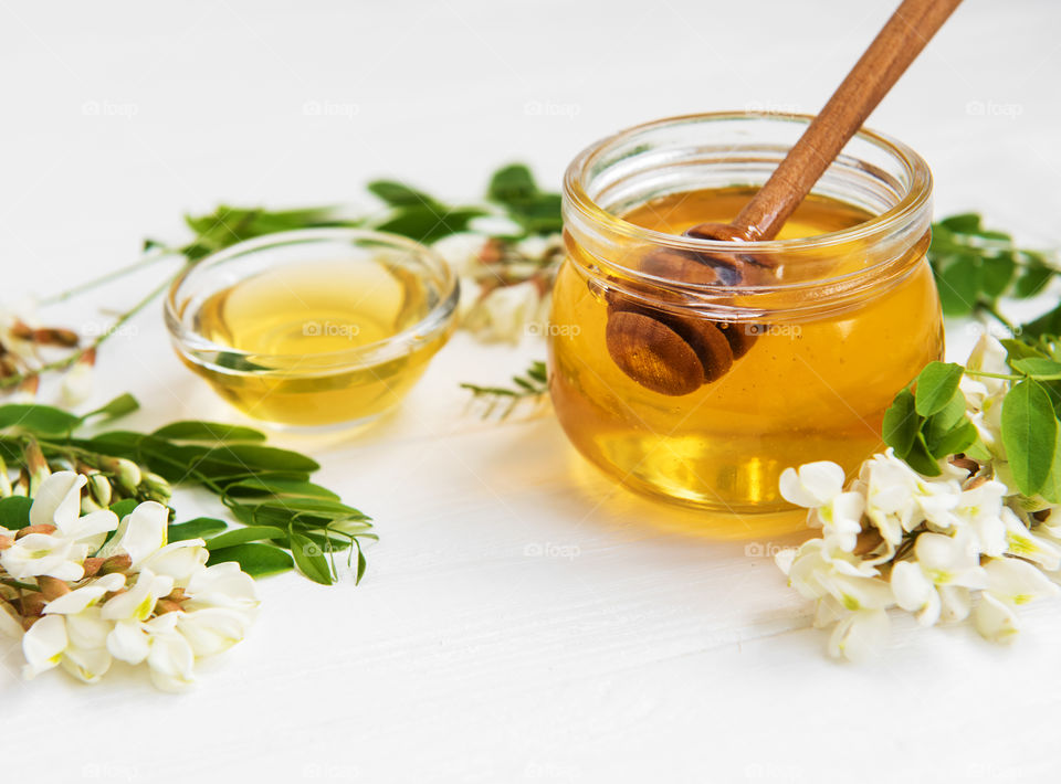 Honey and acacia flowers 