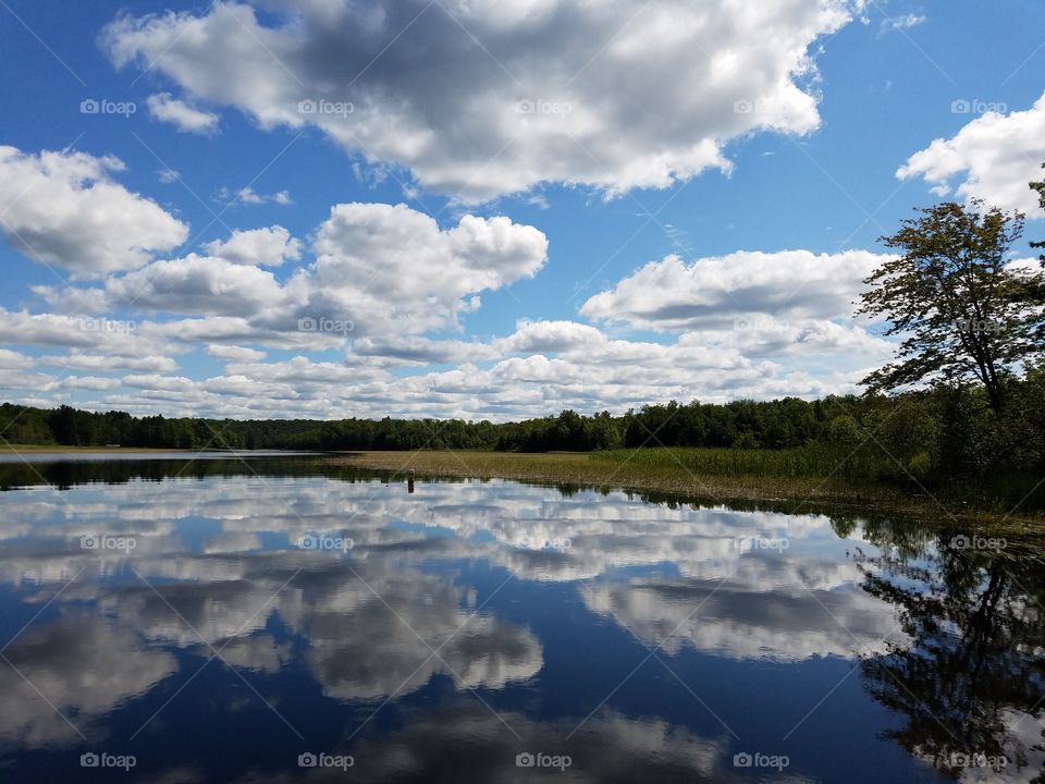 Reflection of clouds in lake