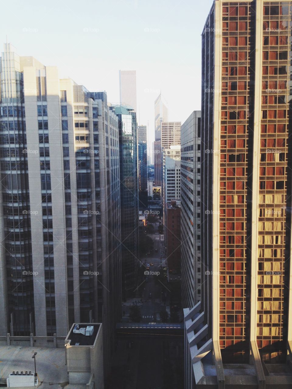 Architecture of Chicago. Taken in a high-rise  
