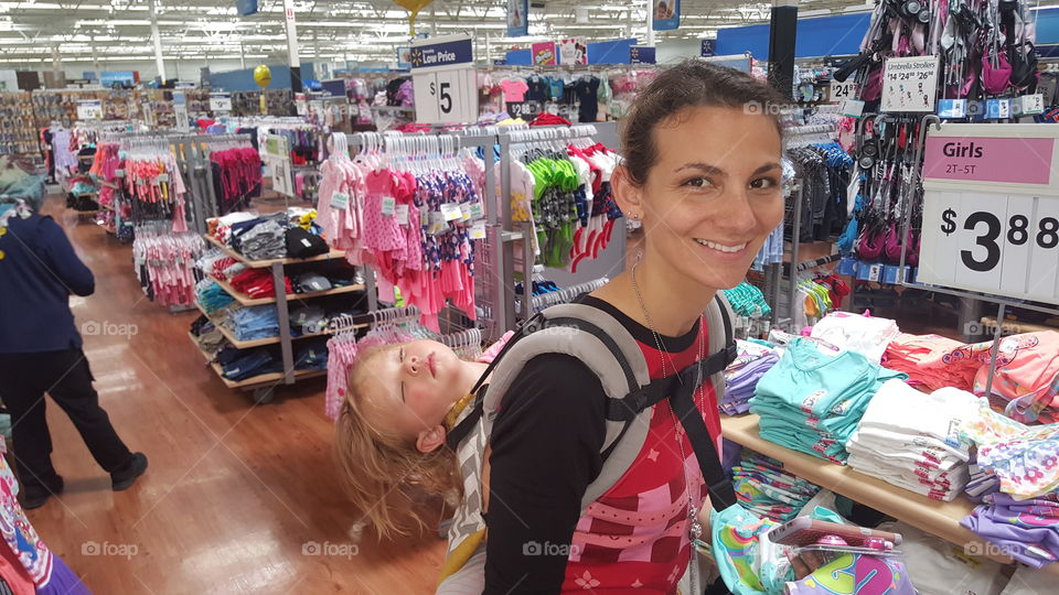 shopping at Walmart can be tiring for a mom. This is my wife and daughter. Mm 17 Beaumont Texas United States of America