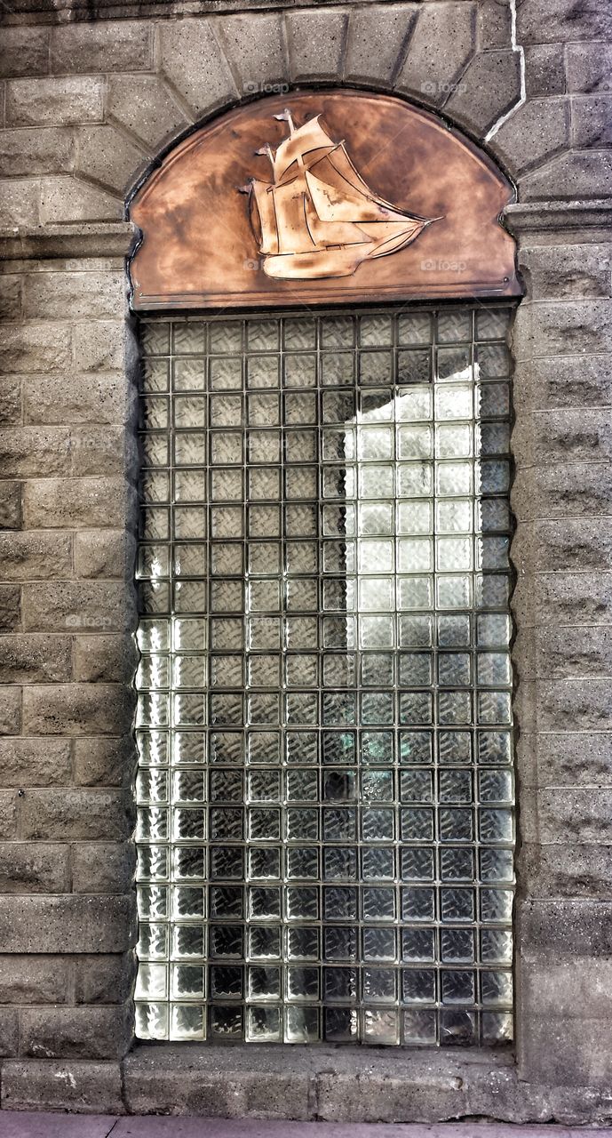 Glass Block Window. Copper Schooner