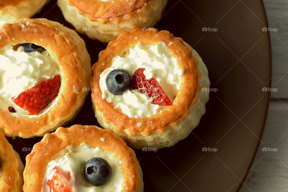 High angle view of vol-au-vents