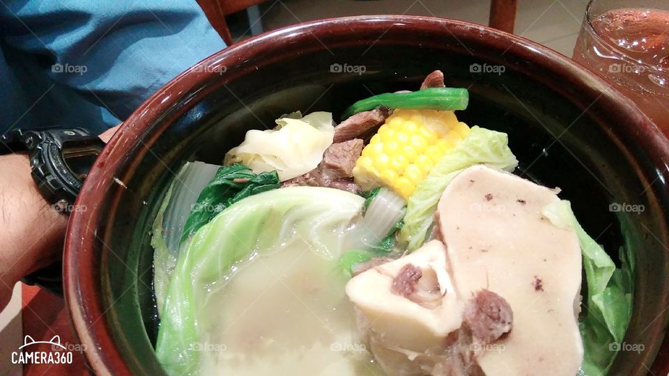 Bulalo with tasty beef bones and meat.