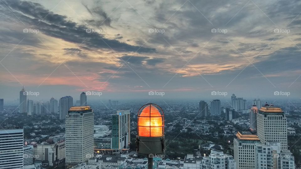 on the top of the building