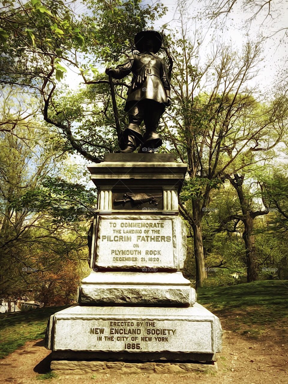 Pilcrim Father Statue, Central Park, New York City. Instagram,@PennyPeronto