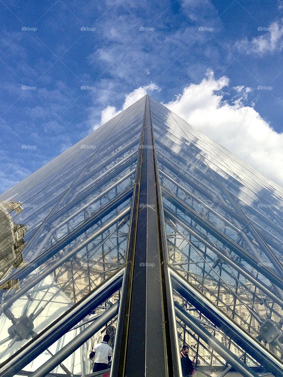 Architectural steel support of glass reflection light and dark texture 