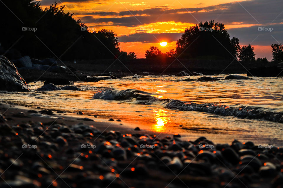 Beautiful sunset on the lake