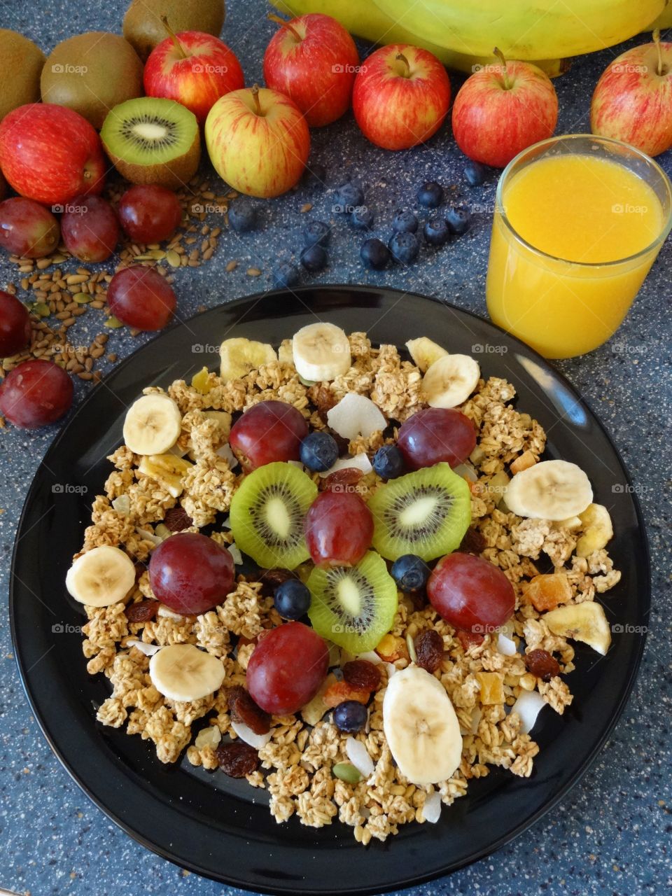 Healthy breakfast on table