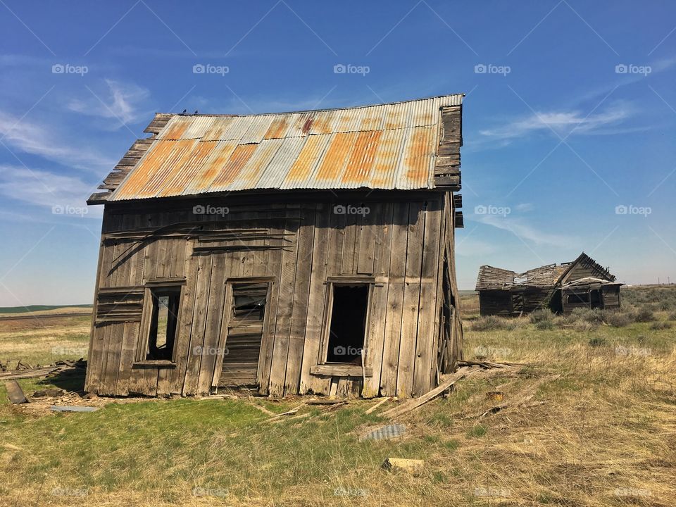 Decomposed house in rural ghost town 