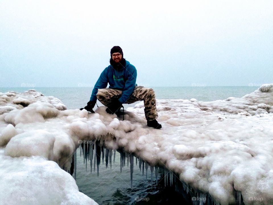 exploring the frozen shoreline