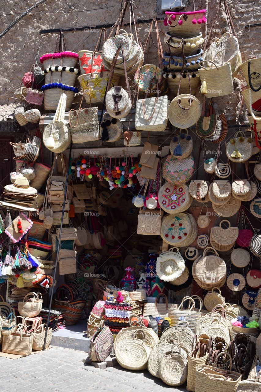 Handcraft bags in Marrakech souk