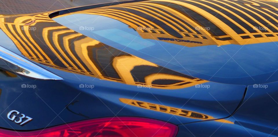 City reflections in my sport car