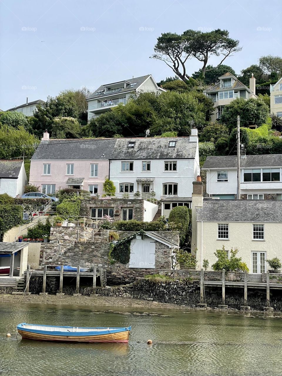 Views from sitting outside The Ship Inn, Noss Mayo, Devon 