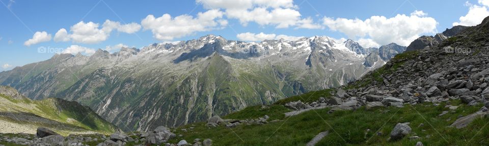 Alps Panorama. Panoramic shot of the Zillertal Alps in Austria