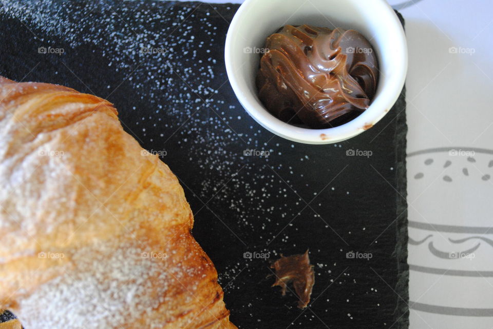 Chocolate and croissant for deli