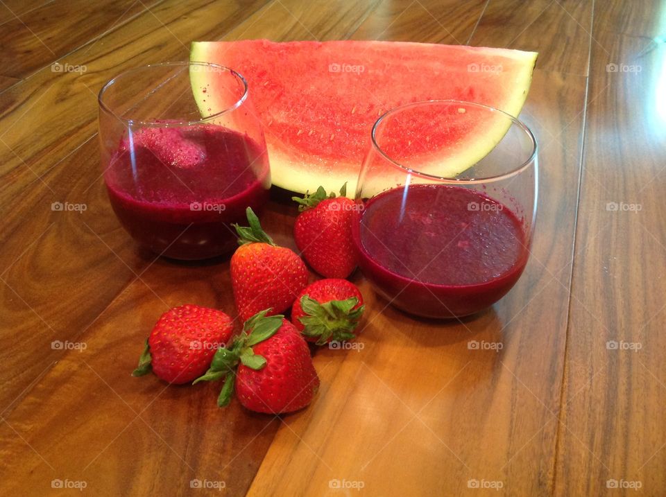 A watermelon and strawberry smoothie