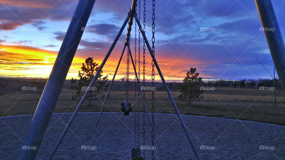 swings at dusk