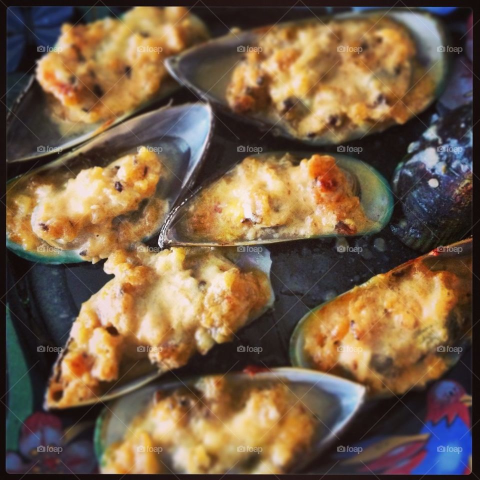 Gratinated clams...
