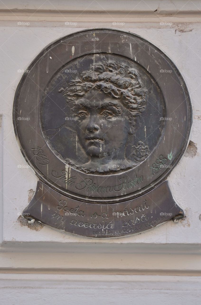 Memorial plate for the romanian poet Iulia Hasdeu