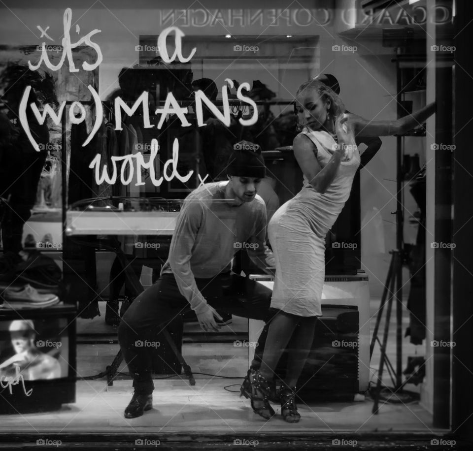 It's a (wo)man's world. Capture of window on fashion store in Copenhagen