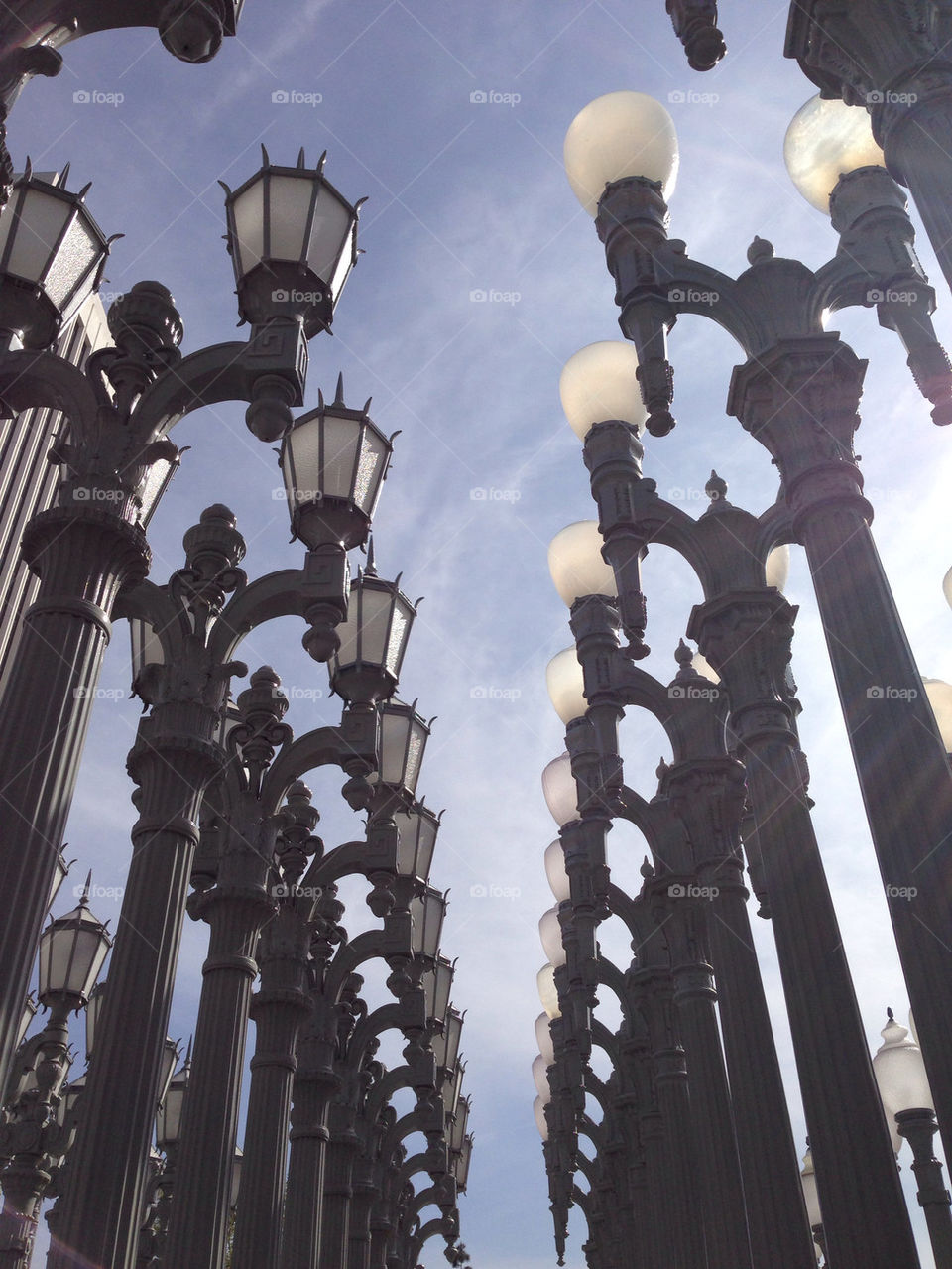 Some lights outside of a museum near Hollywood.