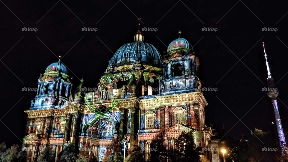 Berlin Cathedral during Festival of Lights 2019