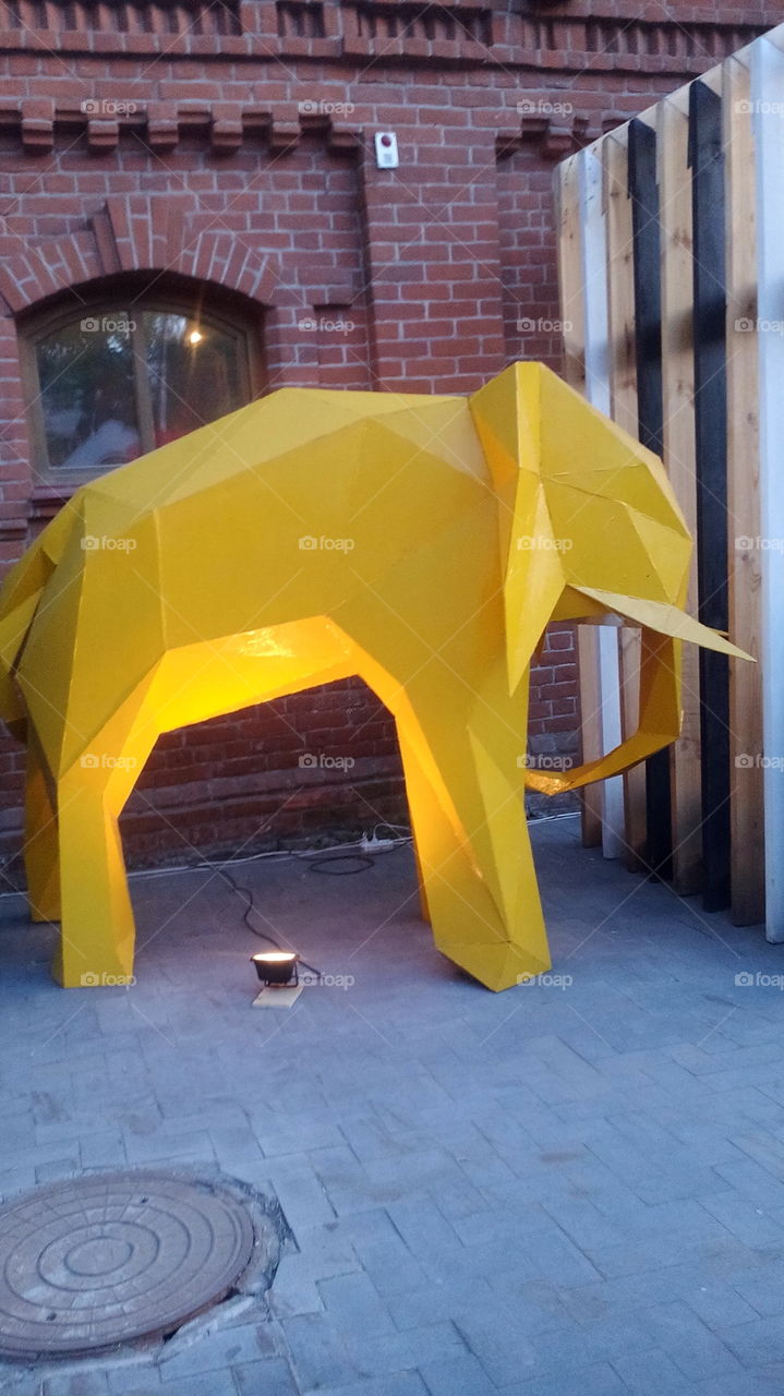 Decoration. Yellow elephant.