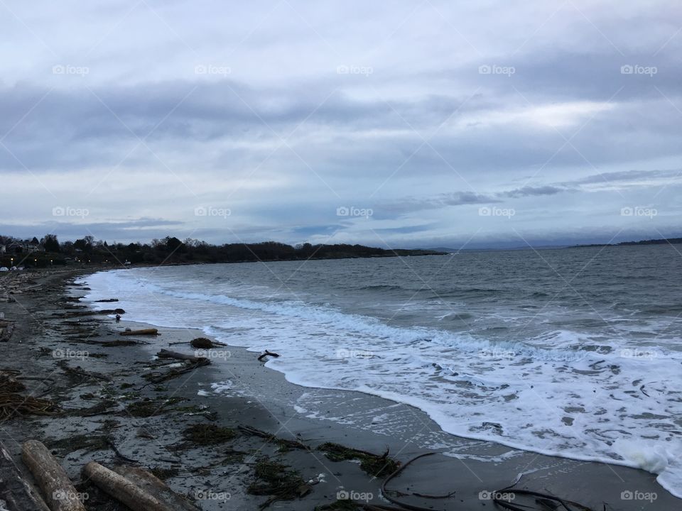 Gloomy morning by the beautiful ocean