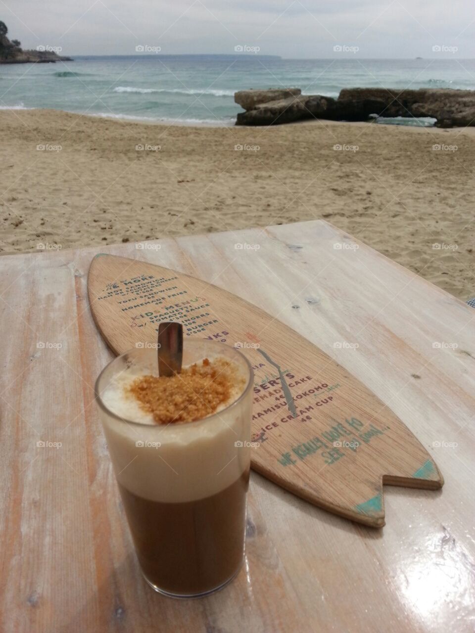 Coffee break by the sea.