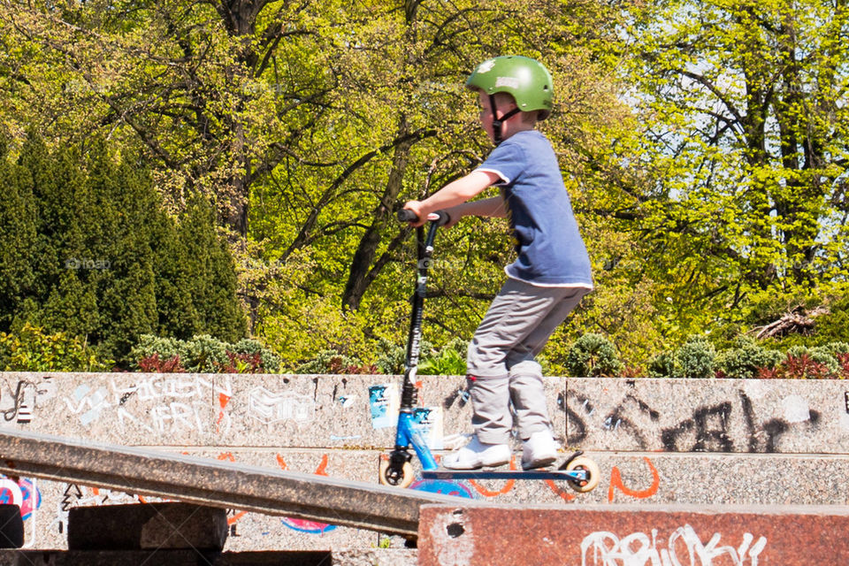 Little kid at skatepark