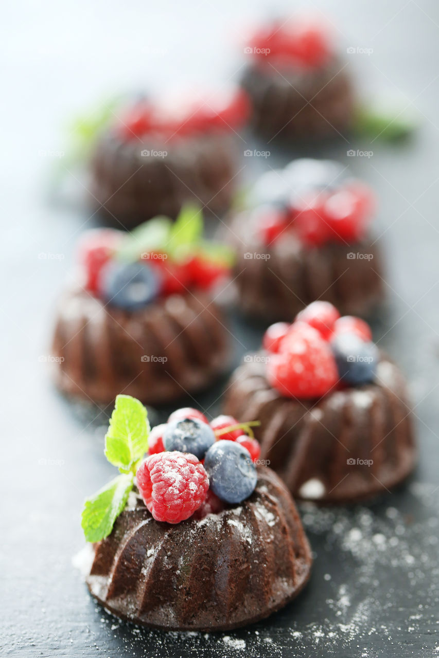 Chocolate cupcake with berries