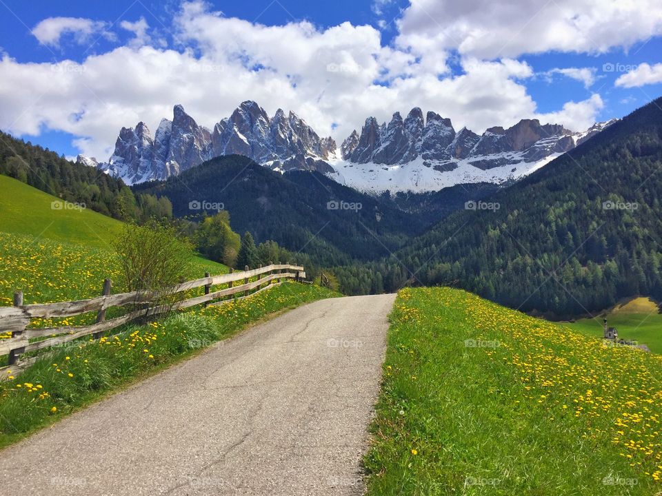 Funes valley and mountain range