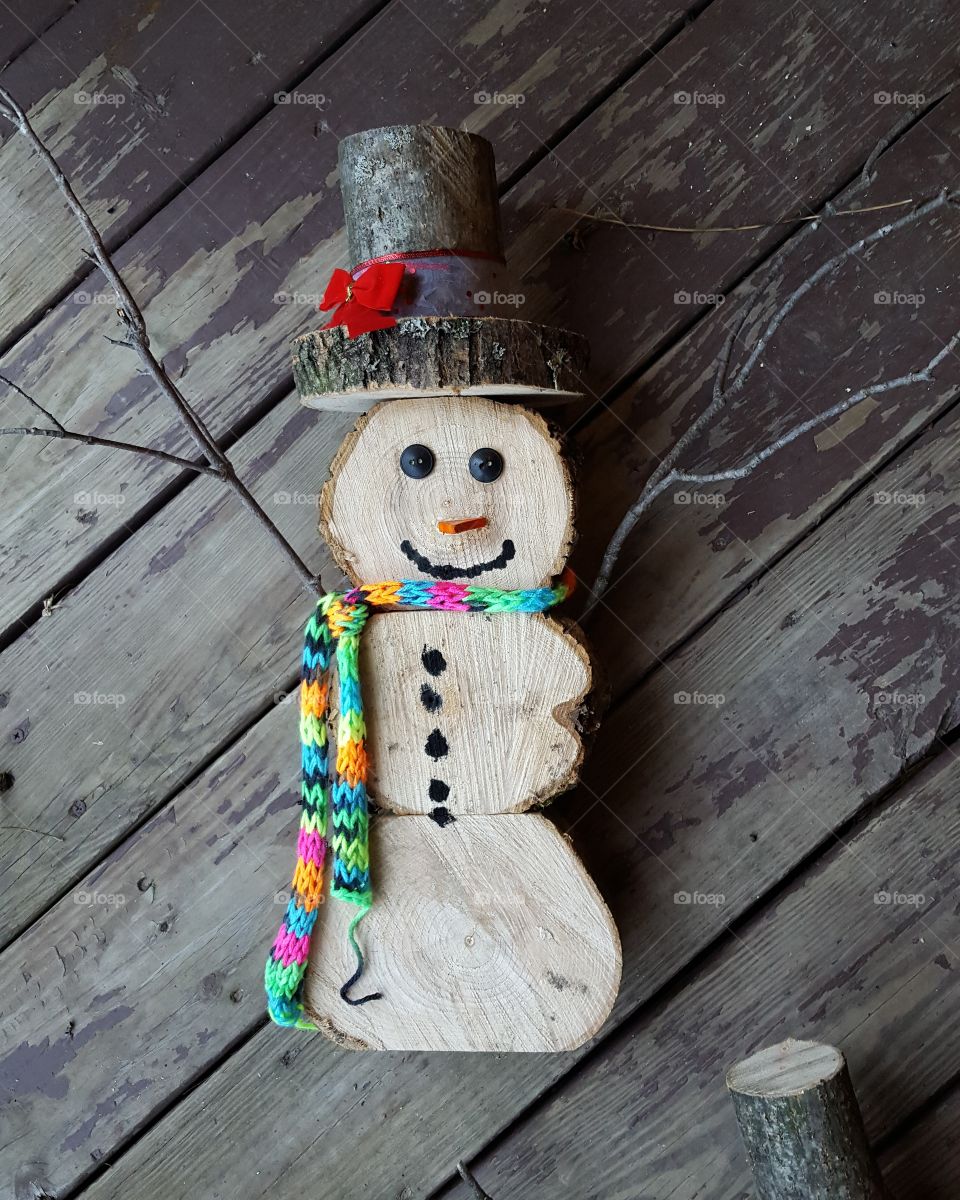 wooden snowman