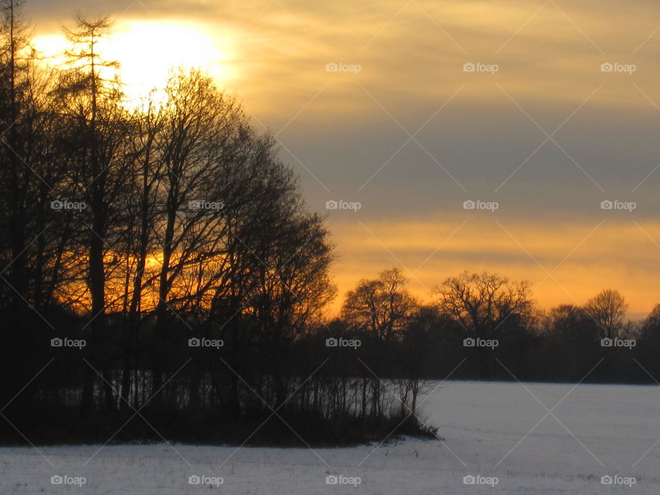 Sunset And Snow