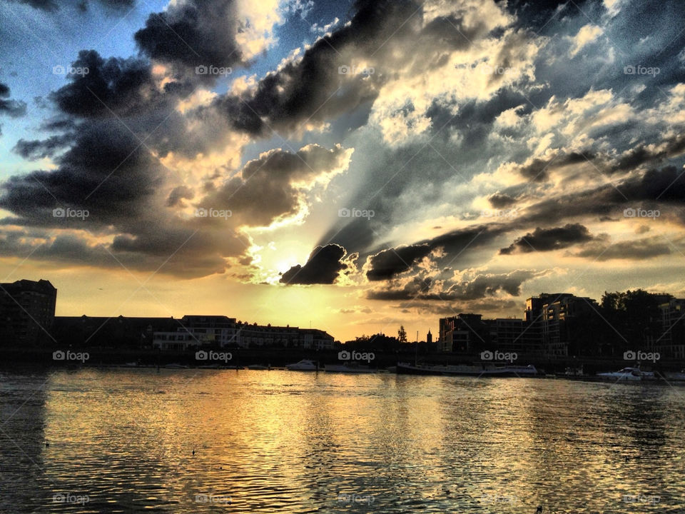 water sun river sky clouds battersea river thames by angeljack