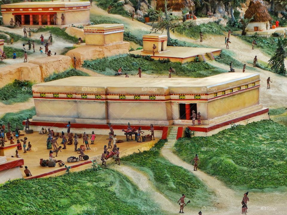 Diorama Of Ancient Mayan Village