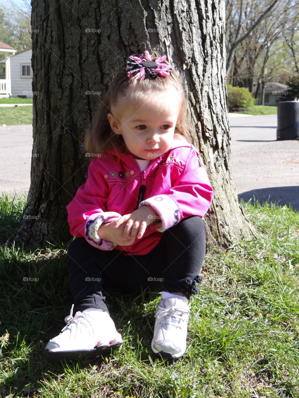Daydream Believer. Toddler, leaning against a tree daydreaming