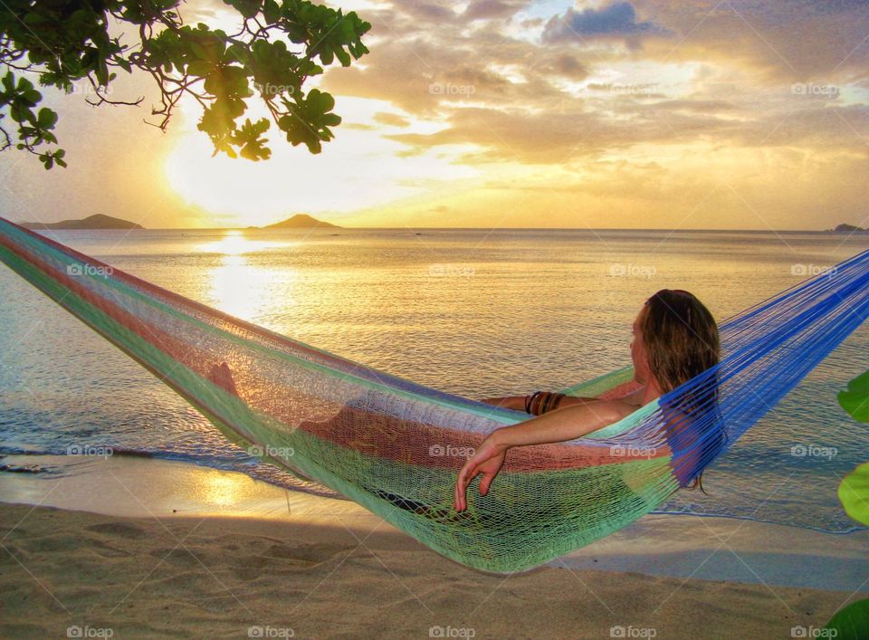 Relaxing on the beach on Virgin Gorda, BVI