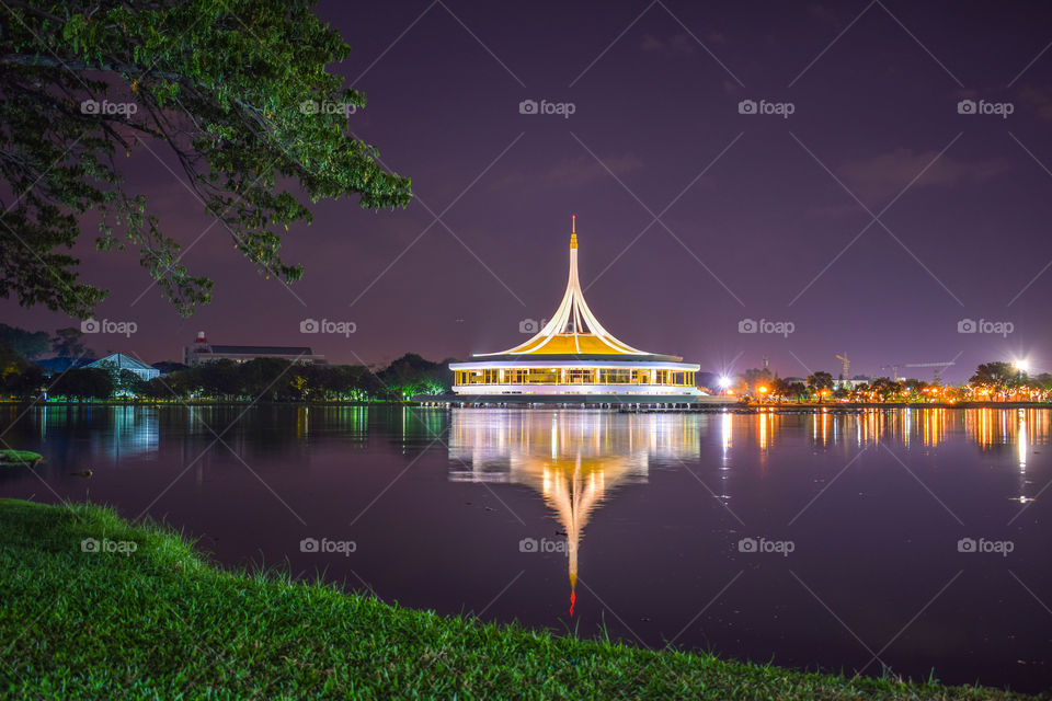 Rajamangala Hall in the Night at Public Park, Suan Luang Rama IX, Bangkok, Thailand.