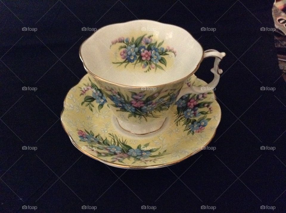 Delicate yellow china tea cup