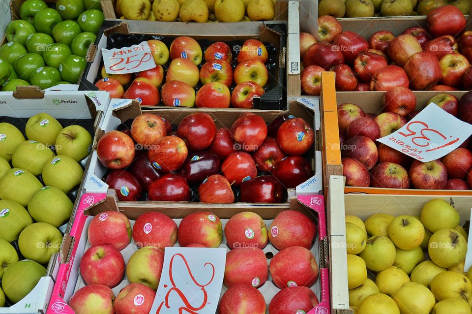 Apple Varieties. Apples at a street market