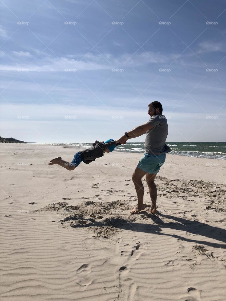 Playing on the beach 