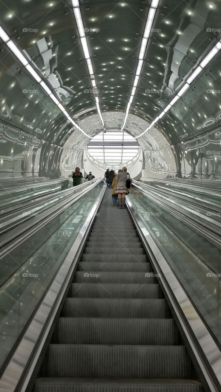 Airport, Tunnel, Subway System, Transportation System, Escalator