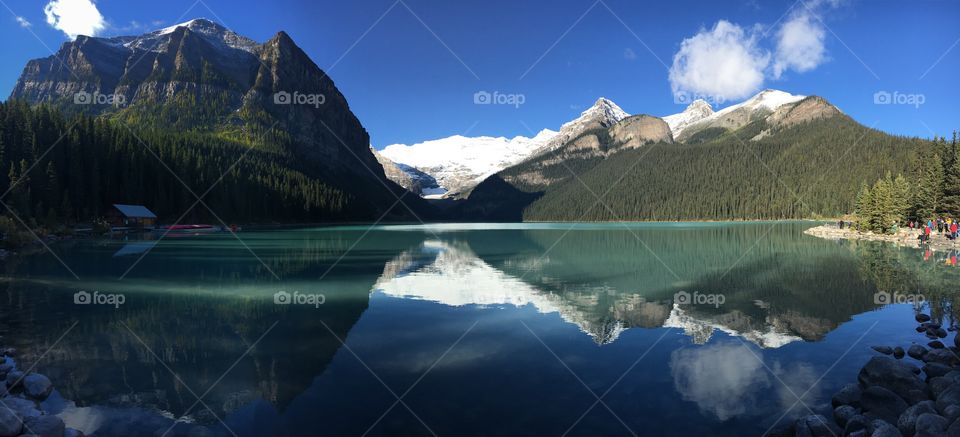 Reflections on lake Louise panoramic 