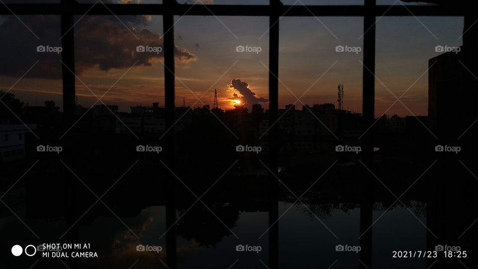 sunset from window 
relaxing